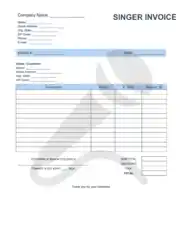 Free Download PDF Books, Singer Invoice Template Word | Excel | PDF