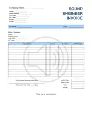 Free Download PDF Books, Sound Engineer Invoice Template Word | Excel | PDF