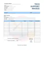 Tech Support Invoice Template Word | Excel | PDF