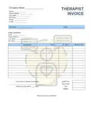 Therapist Invoice Template Word | Excel | PDF