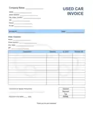 Used Car Invoice Template Word | Excel | PDF