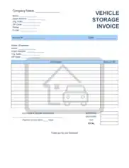 Vehicle Storage Invoice Template Word | Excel | PDF