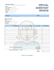 Virtual Assistant Invoice Template Word | Excel | PDF