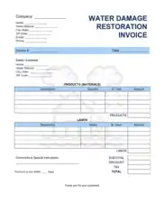 Water Damage Restoration Invoice Template Word | Excel | PDF