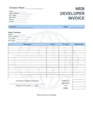 Web Developer Invoice Template Word | Excel | PDF