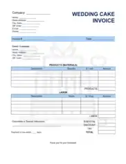 Wedding Cake Invoice Template Word | Excel | PDF