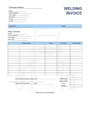 Welding Invoice Template Word | Excel | PDF