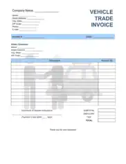 Vehicle Trade Invoice Template Word | Excel | PDF