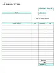 Domain Name Invoice Template Word | Excel | PDF