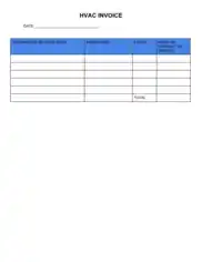 HVAC Repair Service Invoice Template Word | Excel | PDF