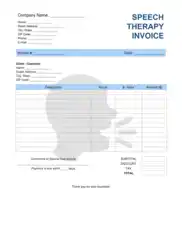 Speech Therapy Invoice Template Word | Excel | PDF