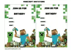 Free Download PDF Books, Minicraft Birthday Party Invitation Template Word | PDF