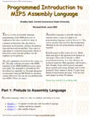 Free Download PDF Books, Programmer introduction to MIPS assembly language