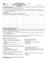 Self Employment Monthly Sales and Expense Worksheet Template