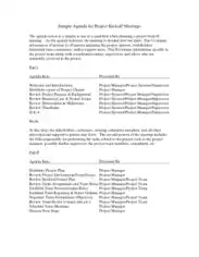 Sample Agenda for Project Kickoff Meetings Template