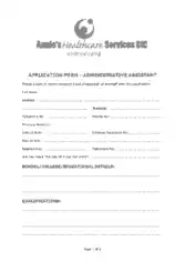 Free Download PDF Books, Admin Assistant Application Form Template