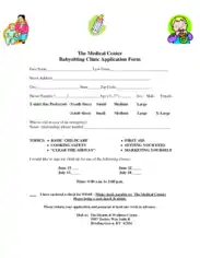 Babysitter Clinic Application Form Template