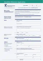 Free Download PDF Books, Disability Allowance Application Form Template
