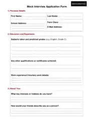Free Download PDF Books, Mock Interview Application Form Template