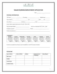 Nursing Employment Application Form Template