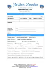 Sample Nanny Application Form Template