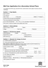 Secondary School Application Form Template