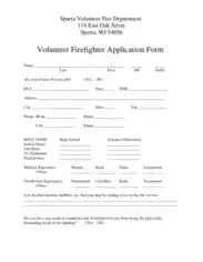 Volunteer Firefighter Application Form Template