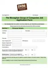 Blank Job Application Form Template