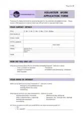 Volunteer Work Application Form Template
