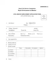 Civil Service Job Application Form Template