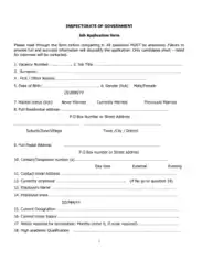 Government Job Application Form Template