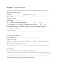 Practice Job Application Form Templates