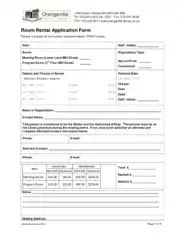 Room Rental Application Form Templates