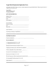 Free Download PDF Books, Target World Employment Application Form Templates