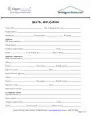 Sample Rental Apartment Application Form Template