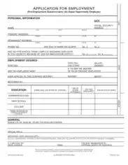 Standard Employment Application Form Template