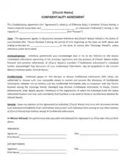 Free Download PDF Books, Church Generic Confidentiality Agreement Template