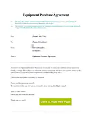 Equipment Purchase Agreement Form Template