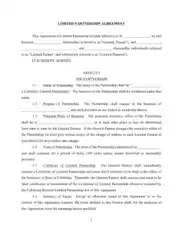 Limited Partnership Agreement Form Template