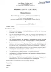 Medical Student Generic Confidentiality Agreement Template