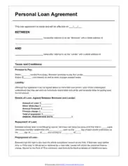 Free Download PDF Books, Personal Loan Agreement Template