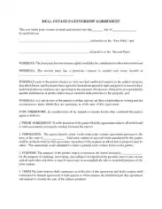 Free Download PDF Books, Real Estate Partnership Agreement Form Template