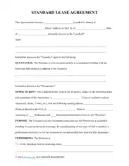 Rent Lease Agreement Form Template