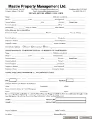 Rental Tenant Application Form Template