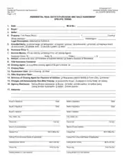 Residential Real Estate Sales and Purchase Agreement Form Template