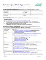 Residential Registered Vendor Agreement Form Template