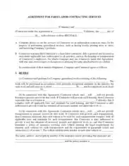Sample Labor Agreement Form Template