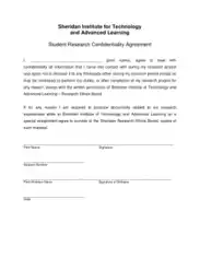 Free Download PDF Books, Student Research Confidentiality Agreement Template