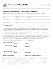 Vehicle Consignment Agreement Form Template
