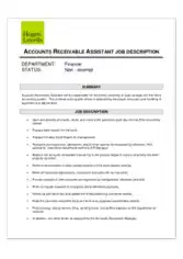 Accounting Receivable Assistant Job Description Template